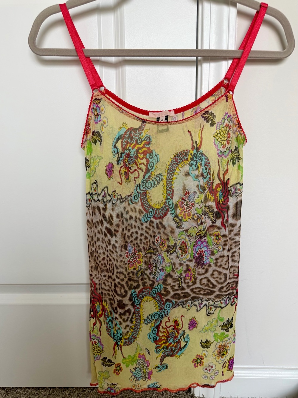 Roberto Cavalli 2003 Yellow Dragon Print Cami